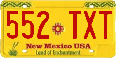 NM license plate 552TXT