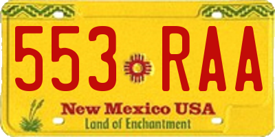 NM license plate 553RAA