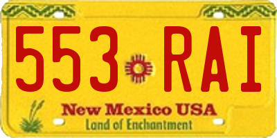 NM license plate 553RAI