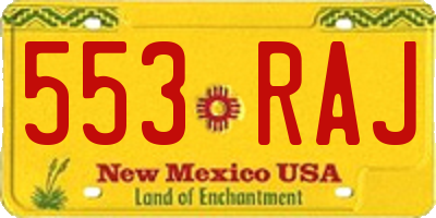 NM license plate 553RAJ