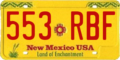 NM license plate 553RBF