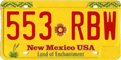 NM license plate 553RBW