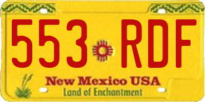 NM license plate 553RDF