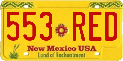NM license plate 553RED
