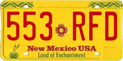 NM license plate 553RFD