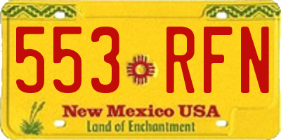 NM license plate 553RFN