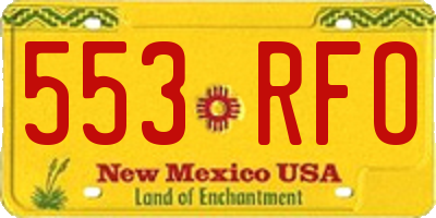 NM license plate 553RFO