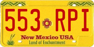 NM license plate 553RPI