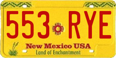 NM license plate 553RYE