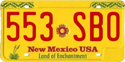NM license plate 553SBO