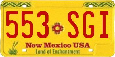 NM license plate 553SGI