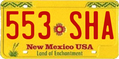 NM license plate 553SHA