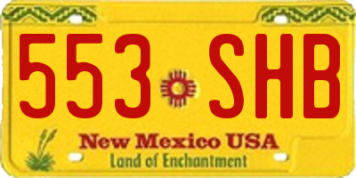 NM license plate 553SHB