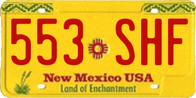 NM license plate 553SHF