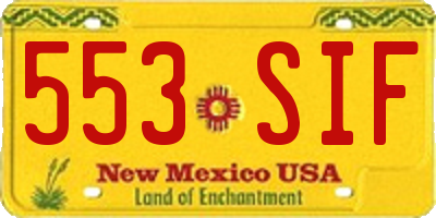NM license plate 553SIF