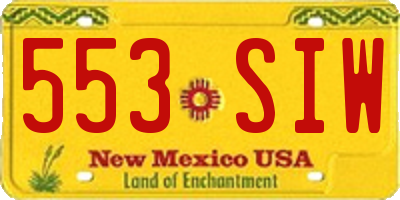 NM license plate 553SIW