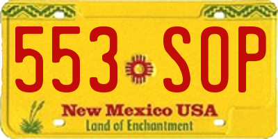 NM license plate 553SOP