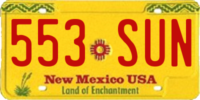 NM license plate 553SUN