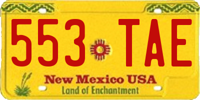 NM license plate 553TAE