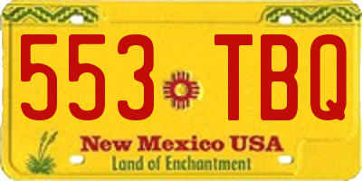 NM license plate 553TBQ