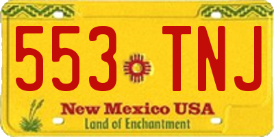 NM license plate 553TNJ