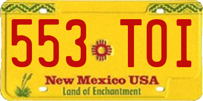 NM license plate 553TOI