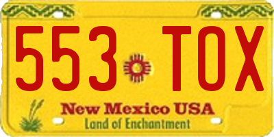 NM license plate 553TOX