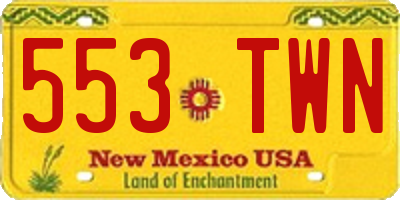 NM license plate 553TWN