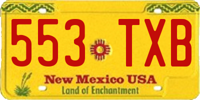 NM license plate 553TXB