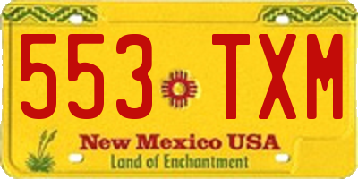 NM license plate 553TXM