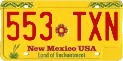 NM license plate 553TXN