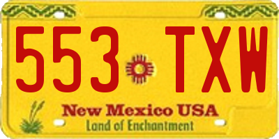 NM license plate 553TXW