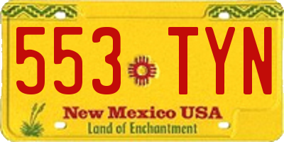 NM license plate 553TYN
