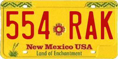 NM license plate 554RAK