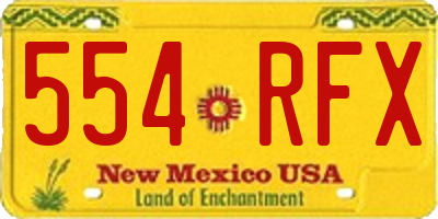 NM license plate 554RFX
