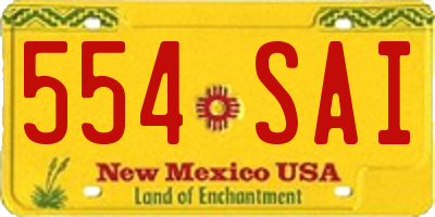 NM license plate 554SAI