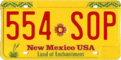 NM license plate 554SOP