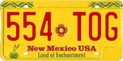 NM license plate 554TOG