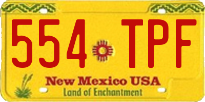 NM license plate 554TPF