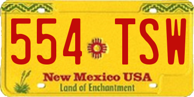 NM license plate 554TSW