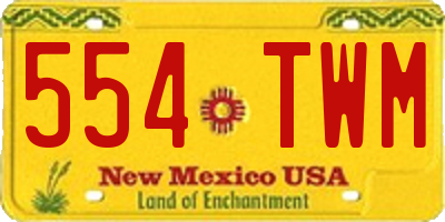 NM license plate 554TWM