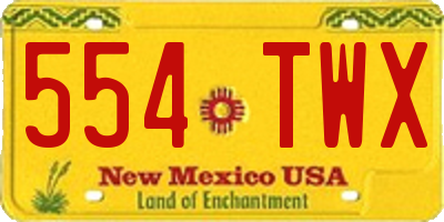 NM license plate 554TWX