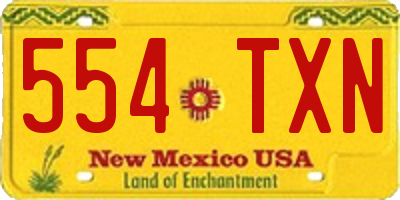 NM license plate 554TXN