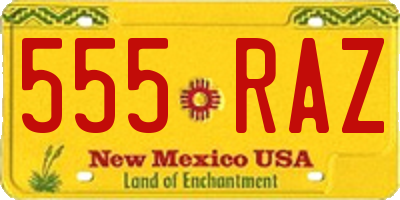 NM license plate 555RAZ