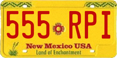 NM license plate 555RPI