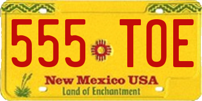 NM license plate 555TOE