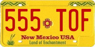 NM license plate 555TOF