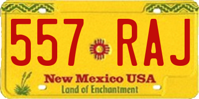 NM license plate 557RAJ