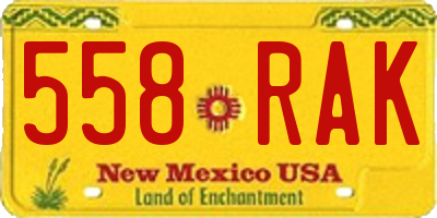 NM license plate 558RAK