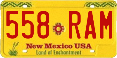 NM license plate 558RAM